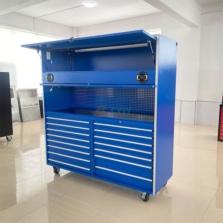 Blue Rolling Garage Cabinets