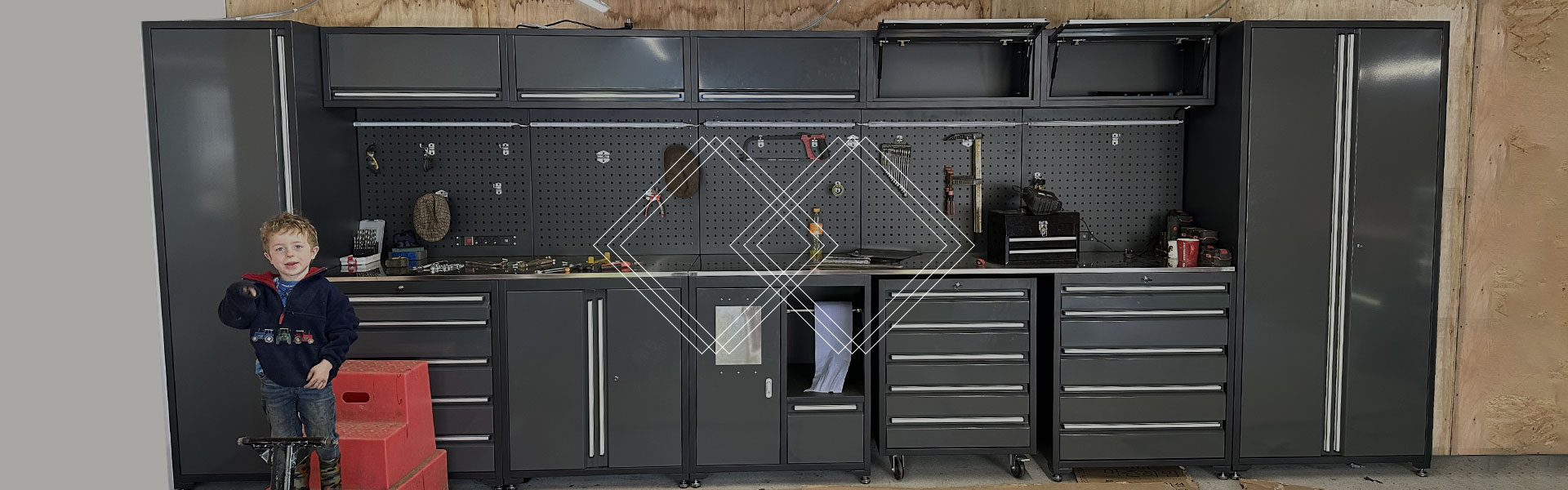 Stamped Heavy Metal Garage Cabinets